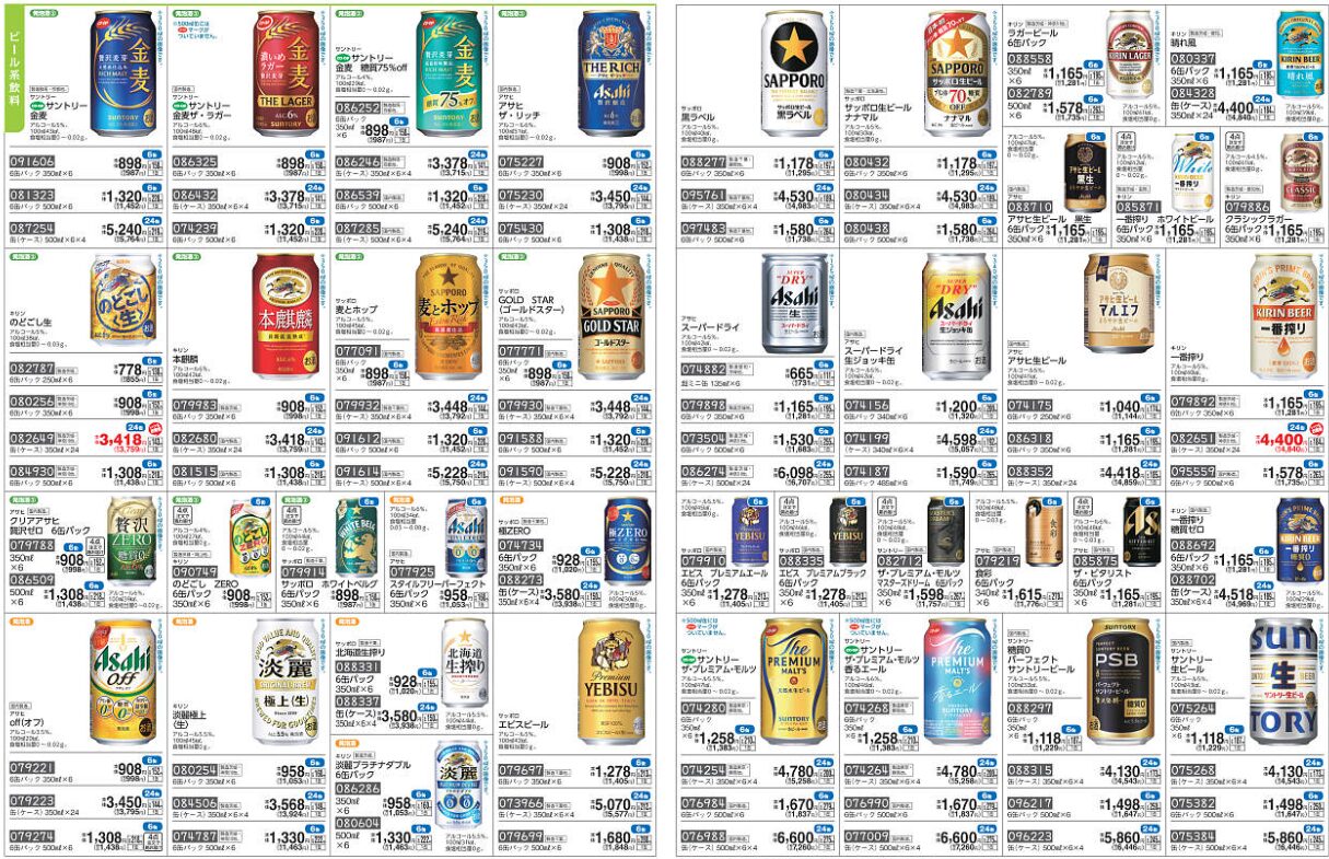 コープデリ「お酒保存版」カタログ　ビール掲載のページ