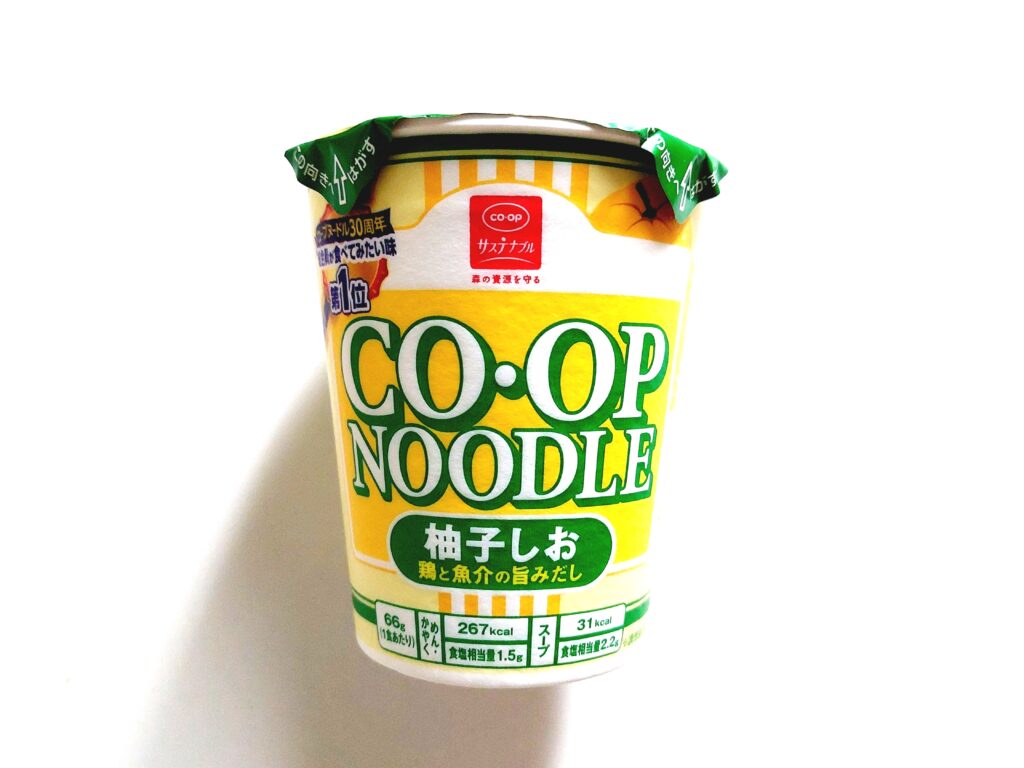 コープ「コープヌードル柚子しお（鶏と魚介の旨みだし）」食べてみたいランキング1位パッケージ