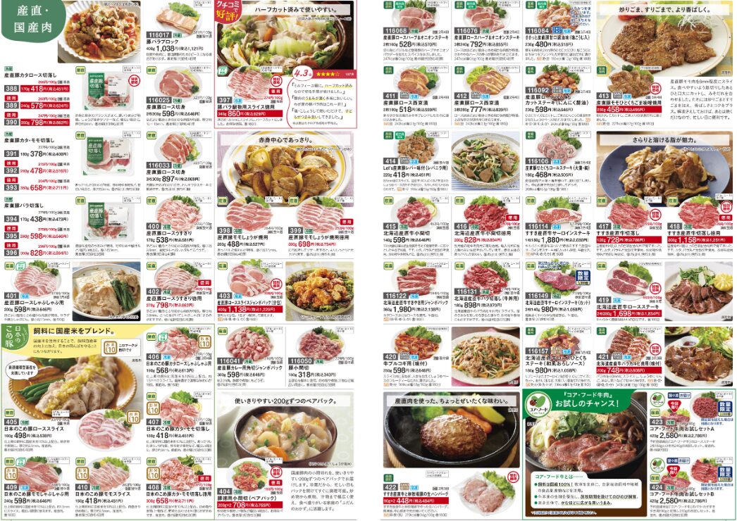 パルシステムカタログ「コトコト」肉の掲載ページ