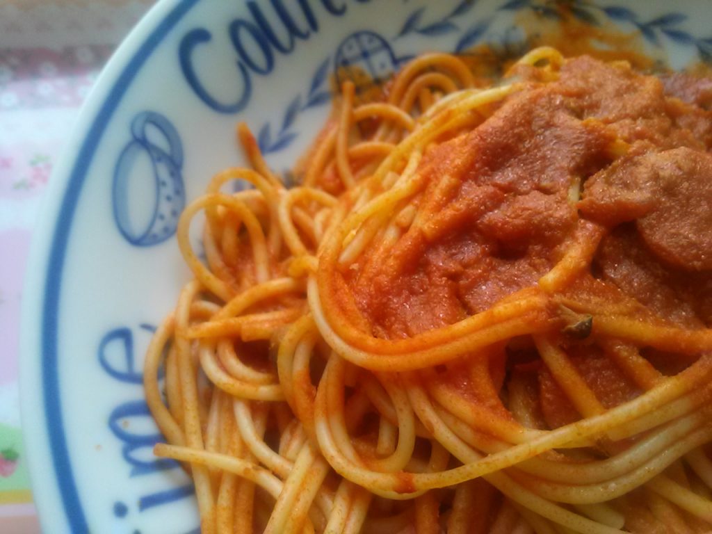 食材宅配パルシステムとコープデリで購入した食材だけで作ったスパゲティ