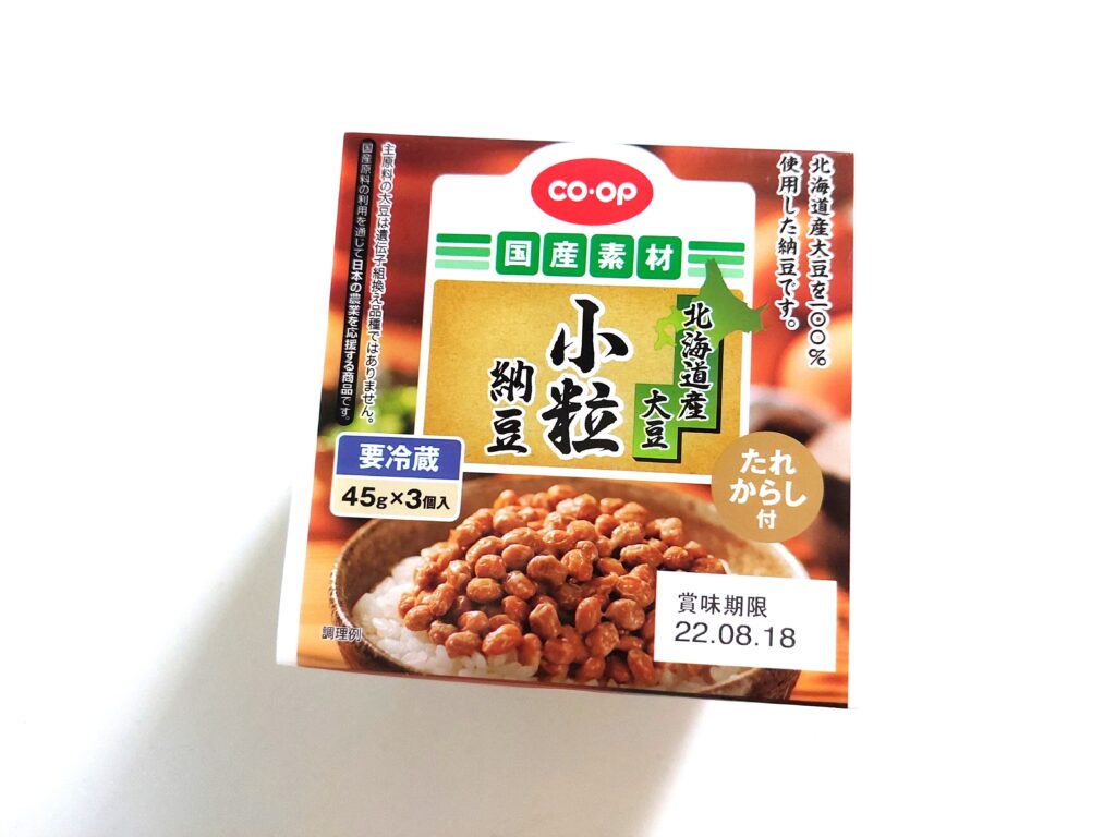 コープ国産素材「北海道産大豆小粒納豆」パッケージ画像