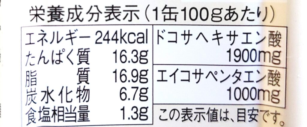 パルシステム「さんま蒲焼缶」栄養成分表示