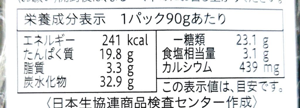 コープ「いわし生姜煮」栄養成分表示