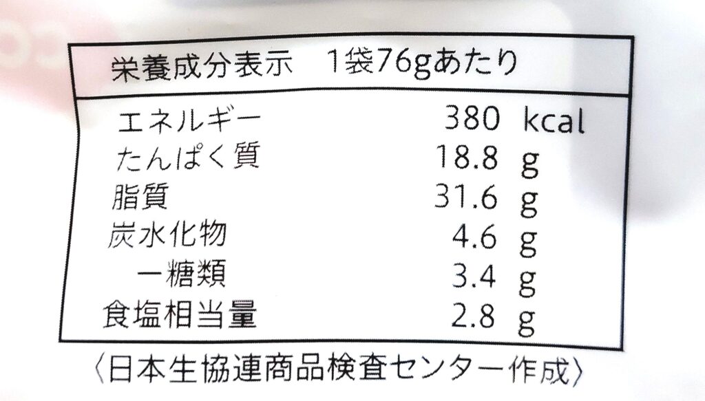 コープ「ミニカルパス」栄養成分表示