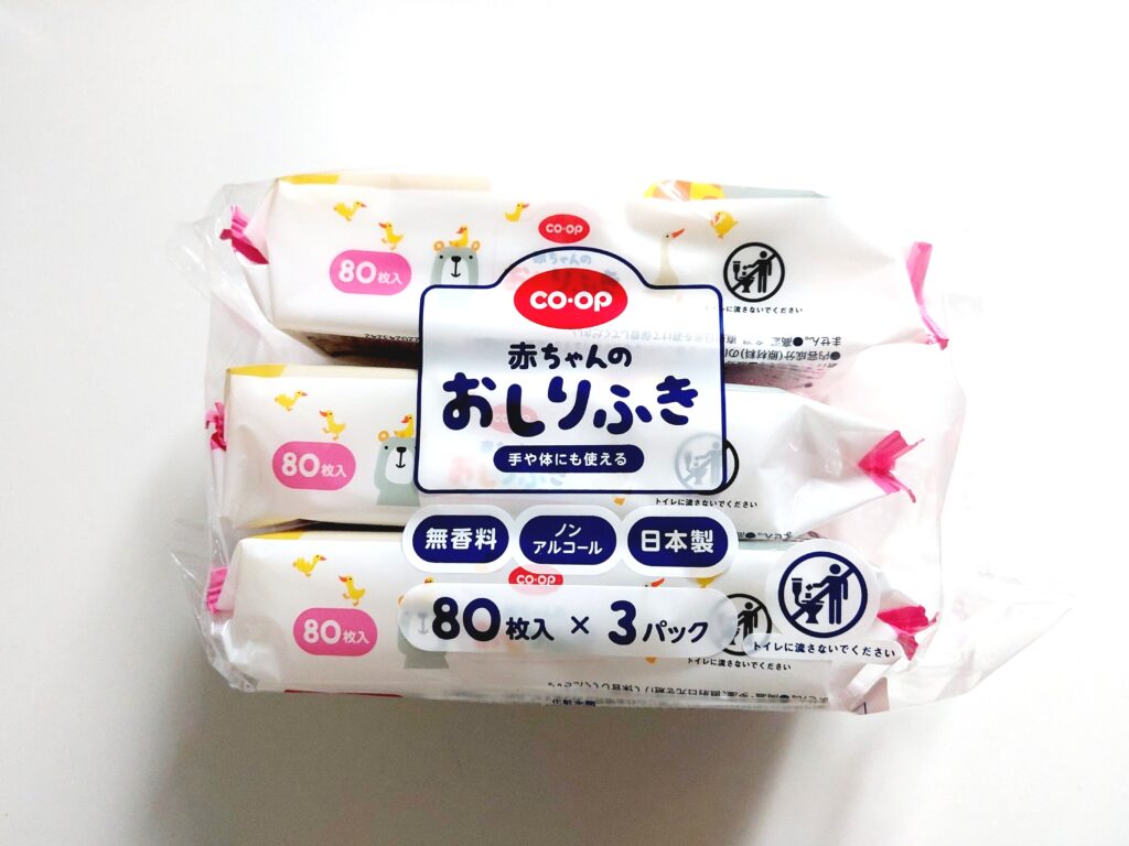 コープ「赤ちゃんのおしりふき」横から見た画像