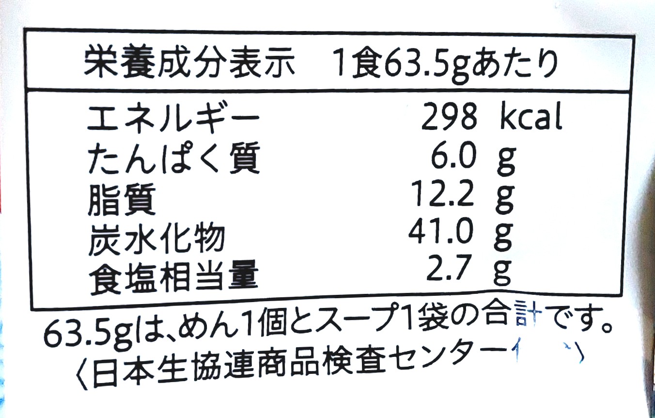 コープ「長崎風皿うどん」栄養成分表示