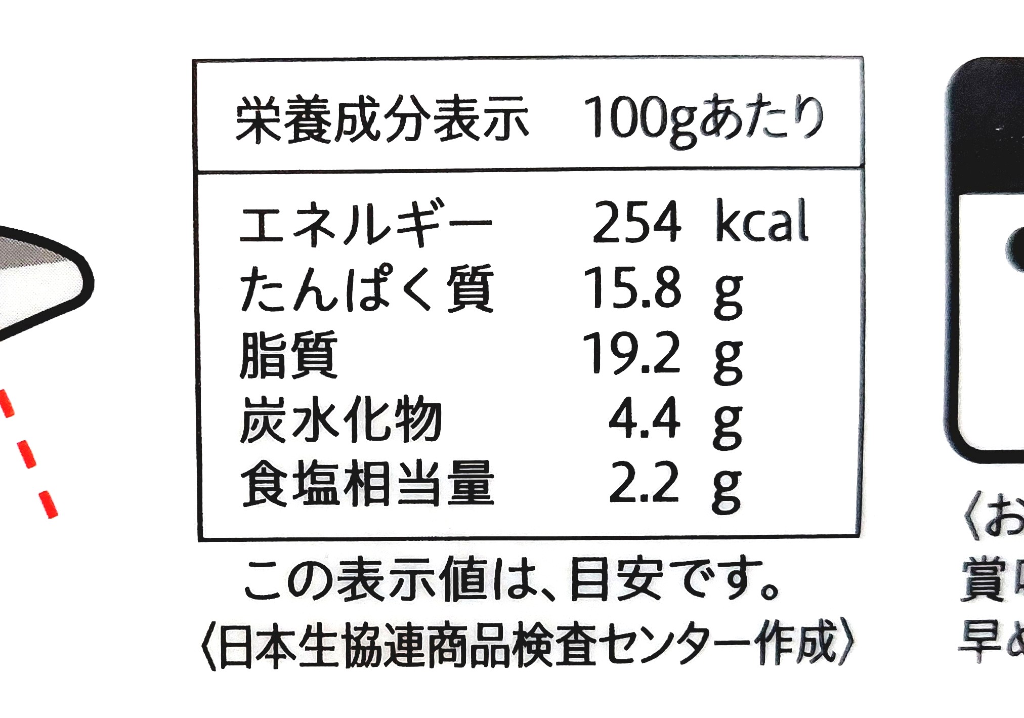 コープ「しめさば昆布じめ」栄養成分表示
