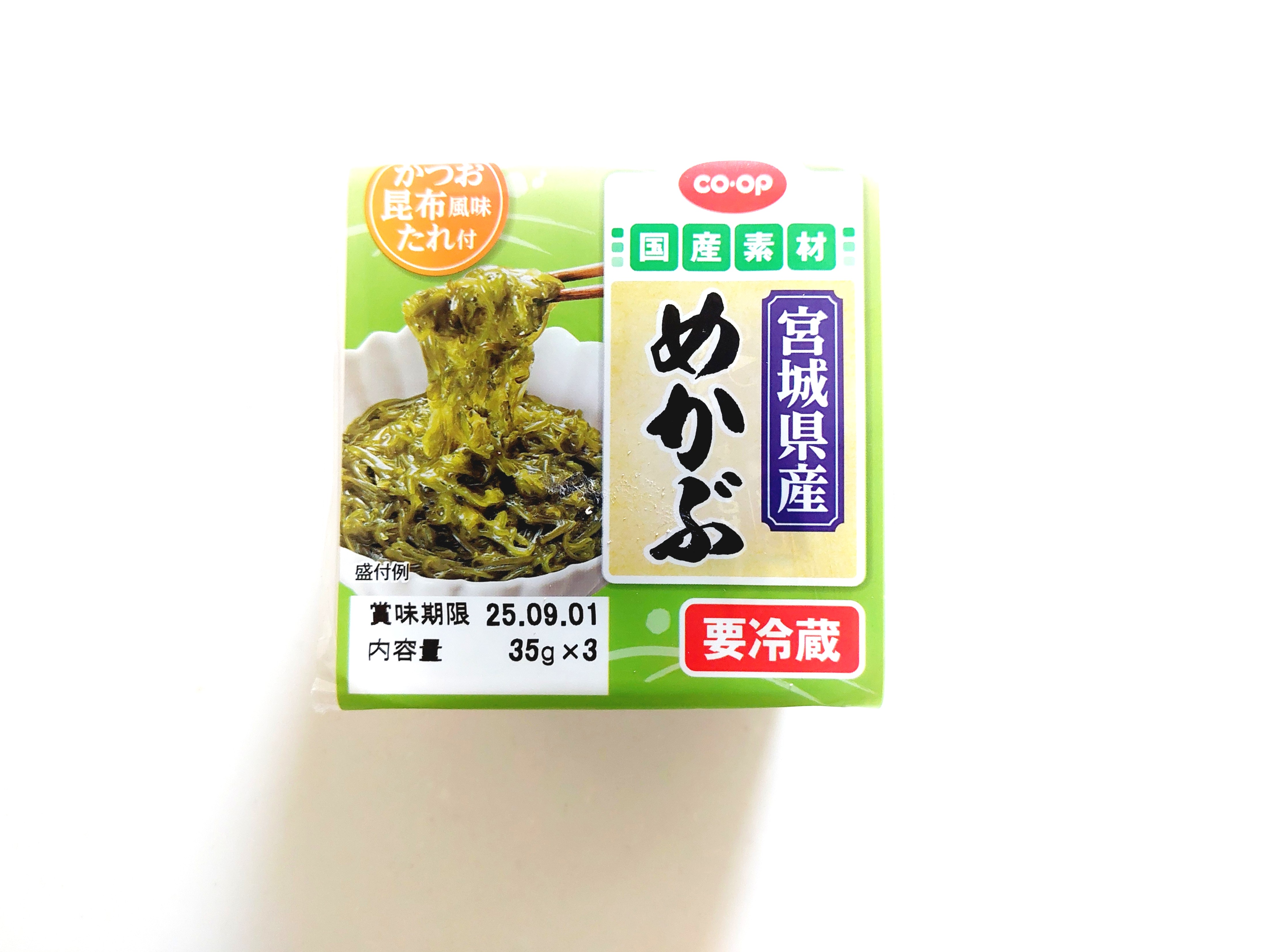 コープ「宮城県産めかぶ（たれ付）」パッケージ画像