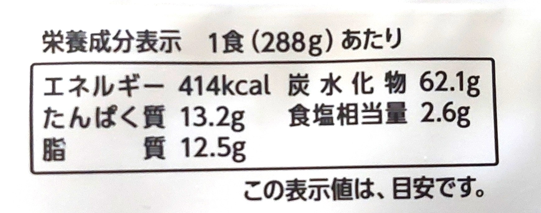 パルシステム「産直豚肉のミートソーススパゲッティ」栄養成分表示