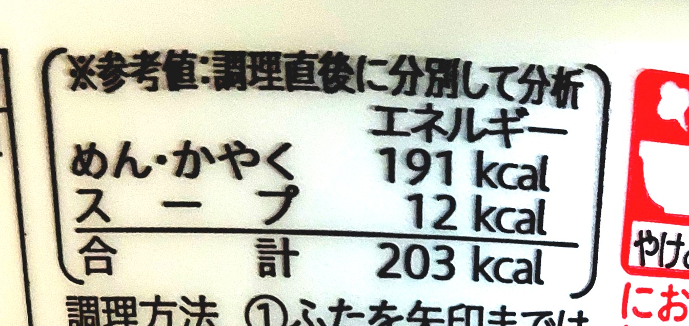 コープ「ミニ天ぷらそば」エネルギー