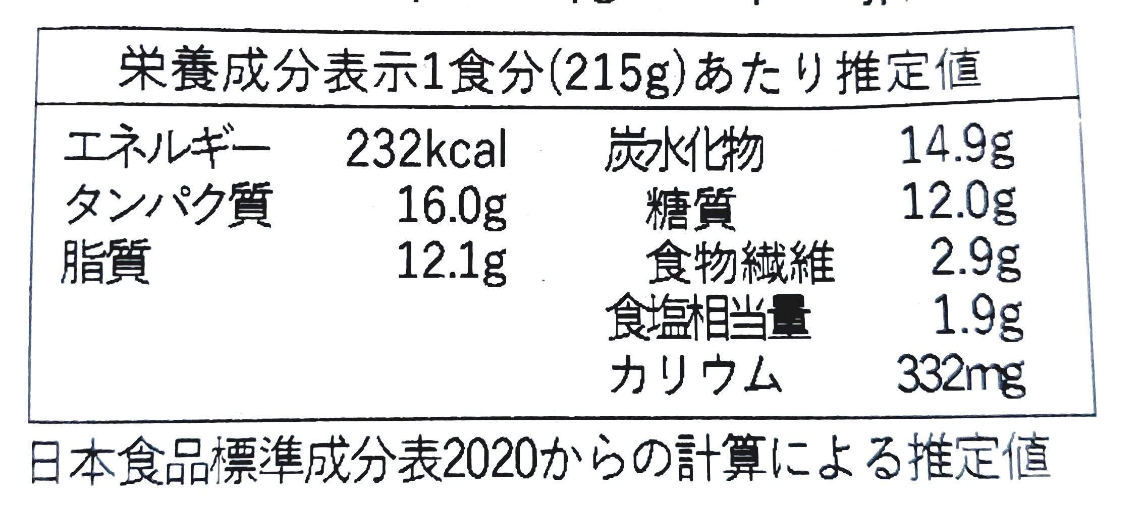 グリーンスプーン「彩り野菜の本格チキンガパオ」栄養成分表示
