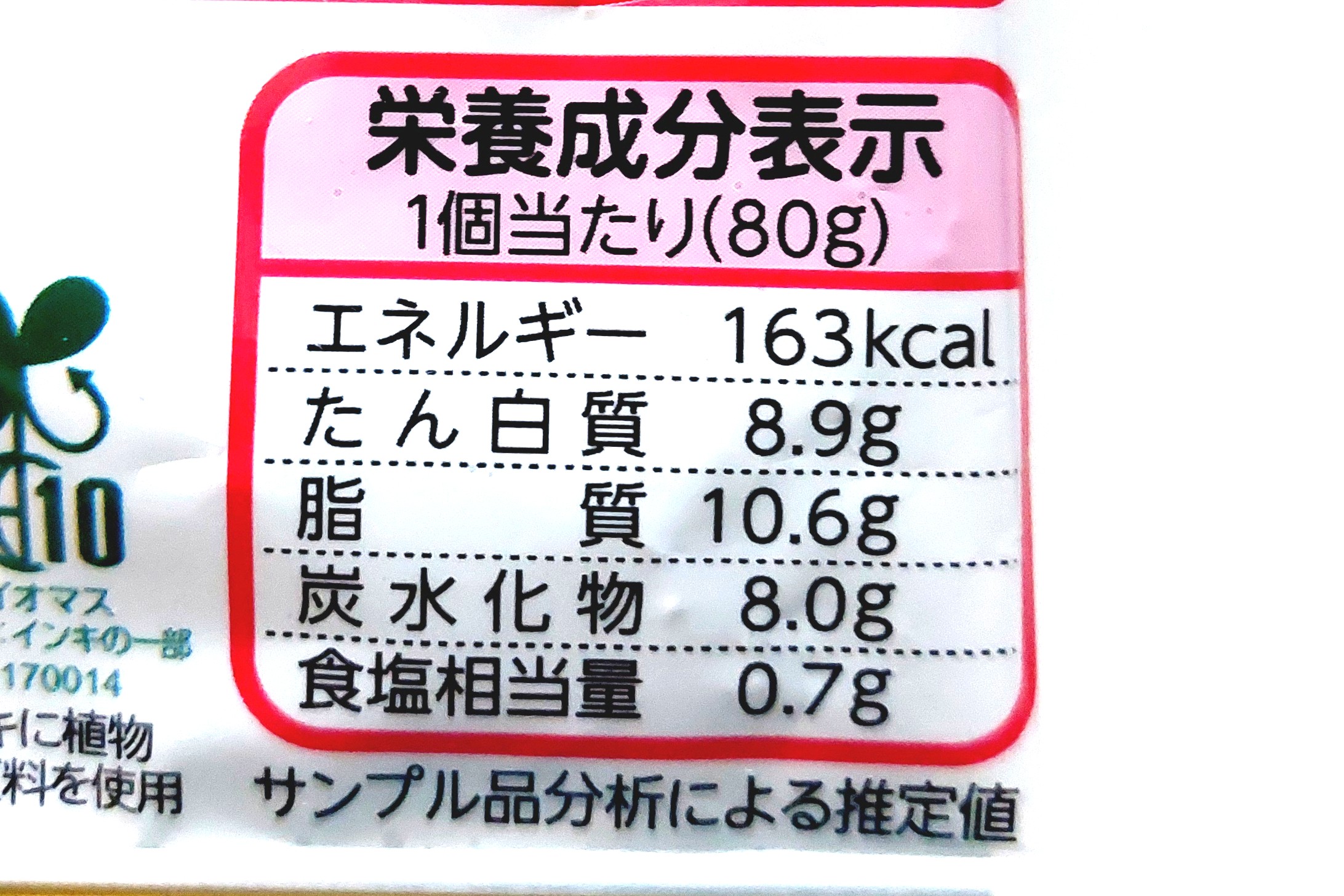 コープ「電子レンジで!肉汁じゅわっとハンバーグ」栄養成分表示