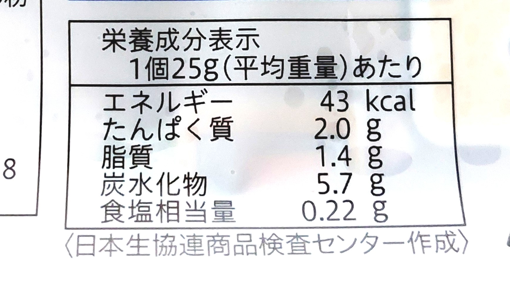コープ「レンジで！生姜香る小籠包」栄養成分表示