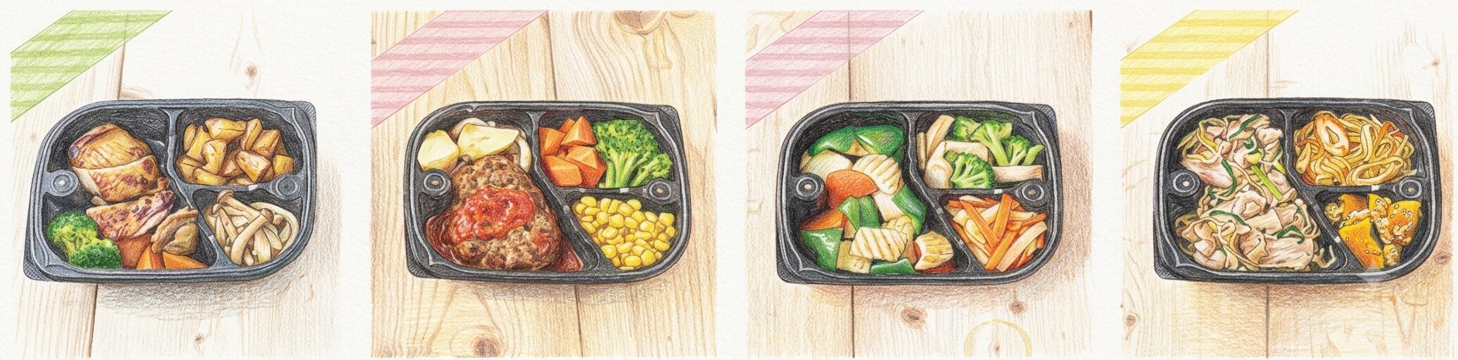 わんまいる「美食弁当」のメニュー例