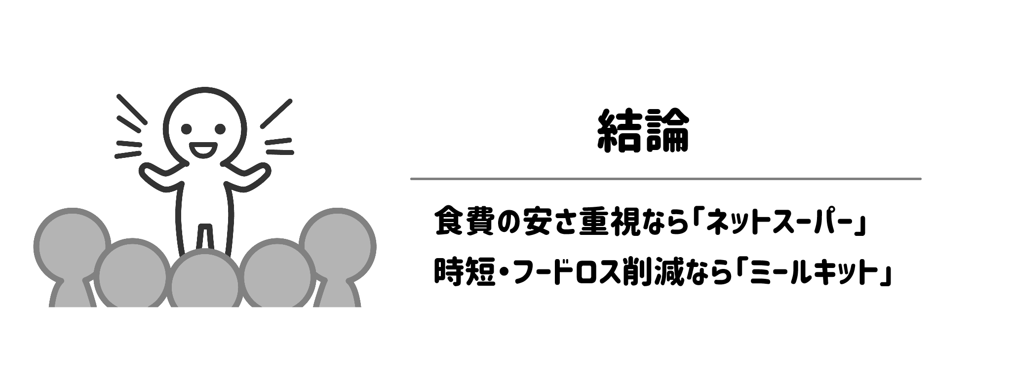 結論:食費の安さ重視なら「ネットスーパー」、時短・フードロス削減なら「ミールキット」